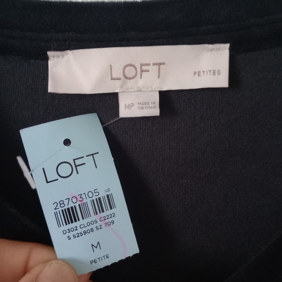 NWT LOFT Women's Black Velvet Velour Embellished Studded Blouse size M Petites - Picture 5 of 7